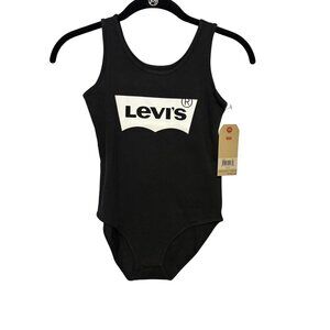 Levis Girls Black Logo Tank Bodysuit Size‎ Medium10-12 Yrs Cotton Stretch NWT